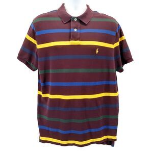 Polo Ralph Lauren Mens Polo Shirt Sz XL Multicolor Stripes Custom Fit 90s VTG